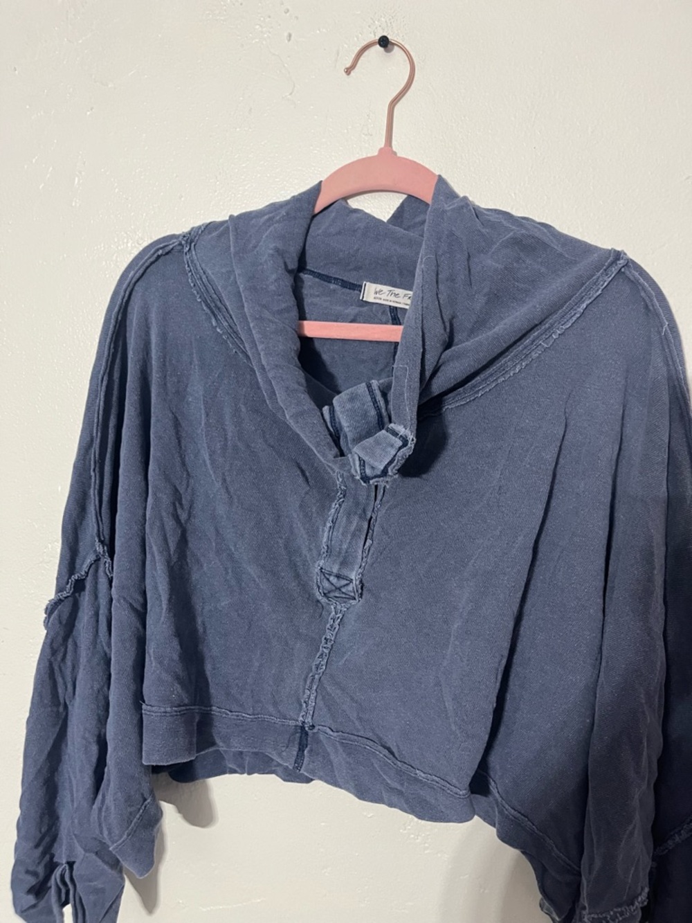 Free People We The Free Tomorrow Henley boxy cropped pullover slouchy snap up M - Picture 4 of 12